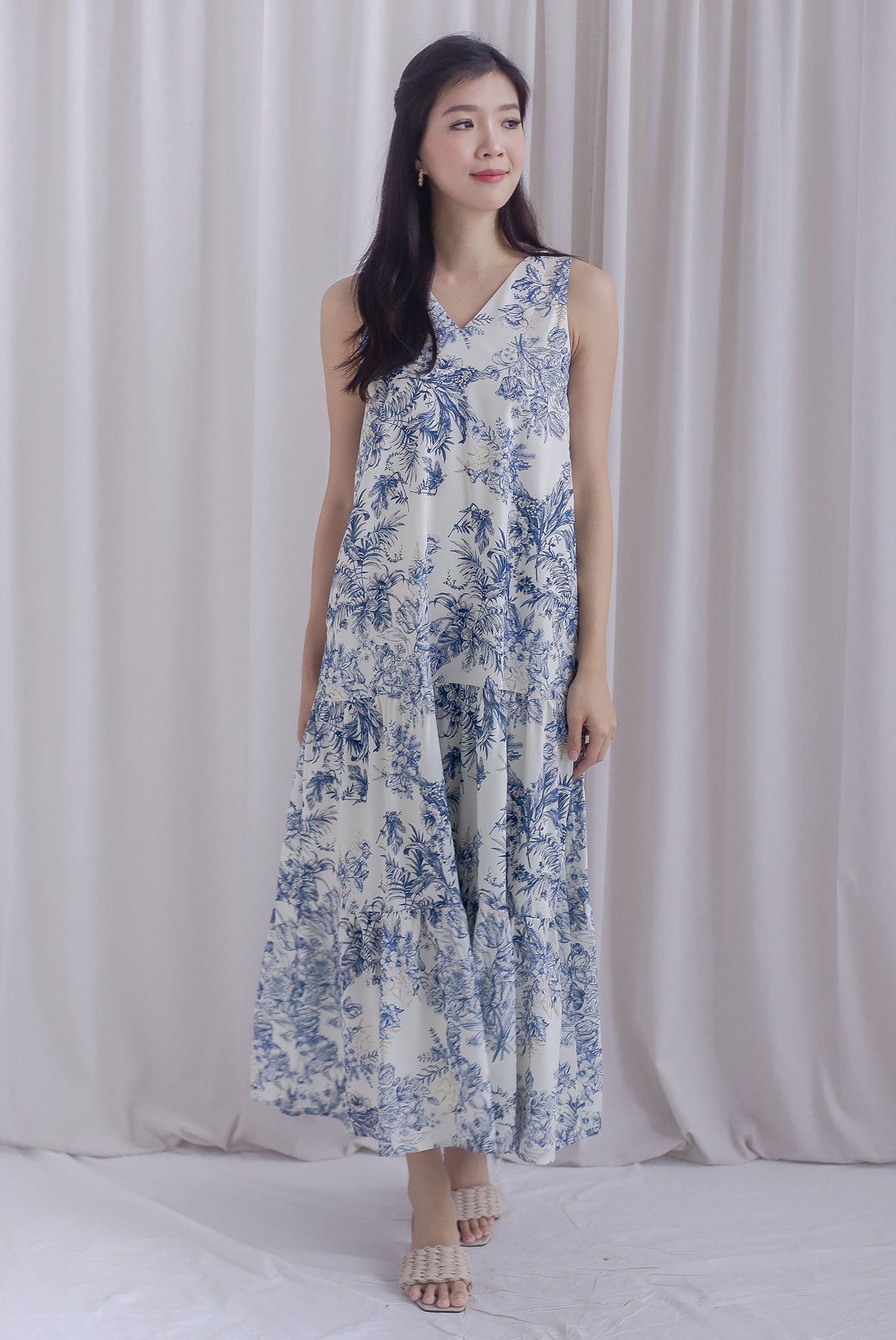 *Backorder* TDC Scottie Chinoiserie Two Ways Tiered Maxi Dress