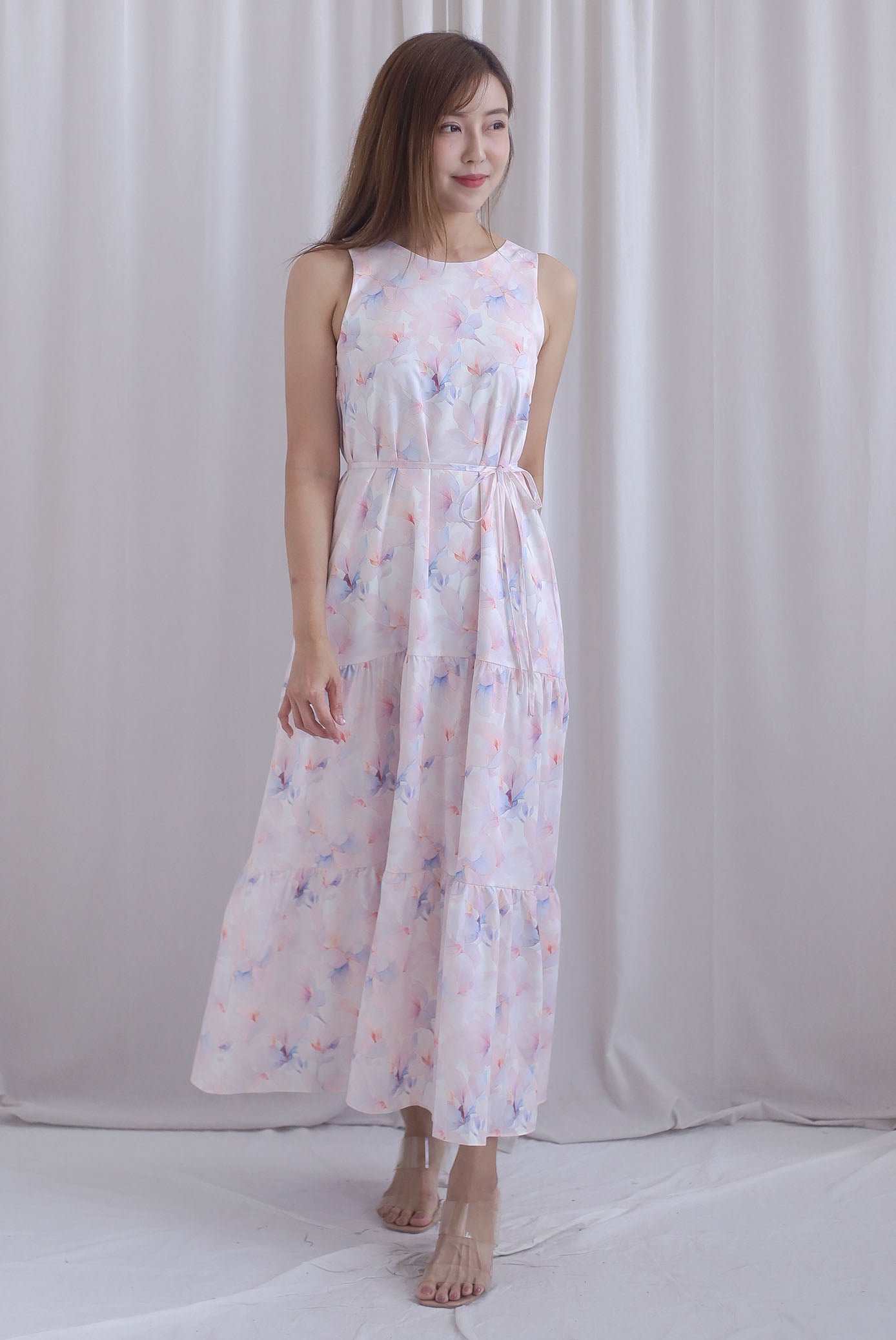 TDC Scottie Two Ways Tiered Maxi Dress In Misty Rose