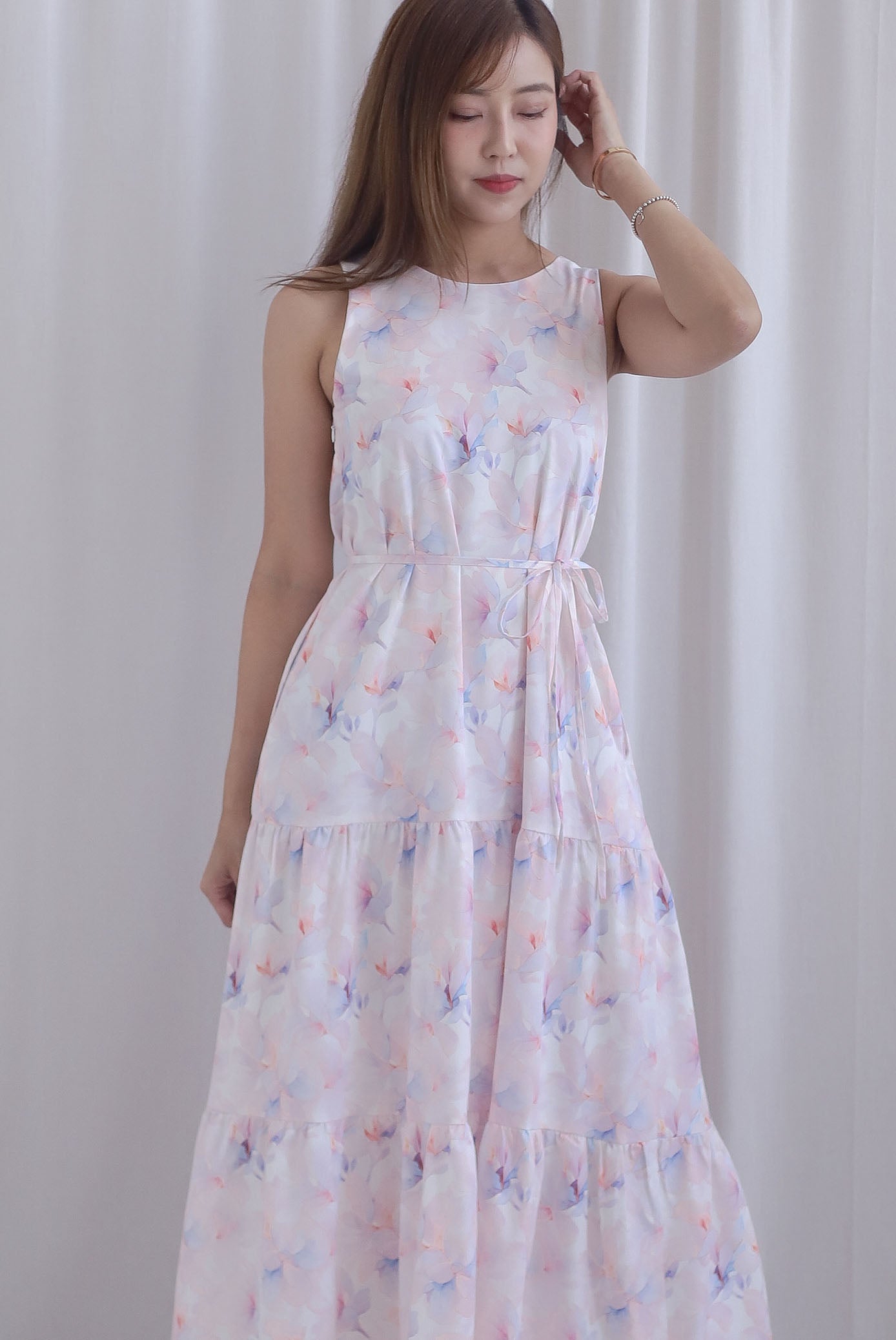 TDC Scottie Two Ways Tiered Maxi Dress In Misty Rose