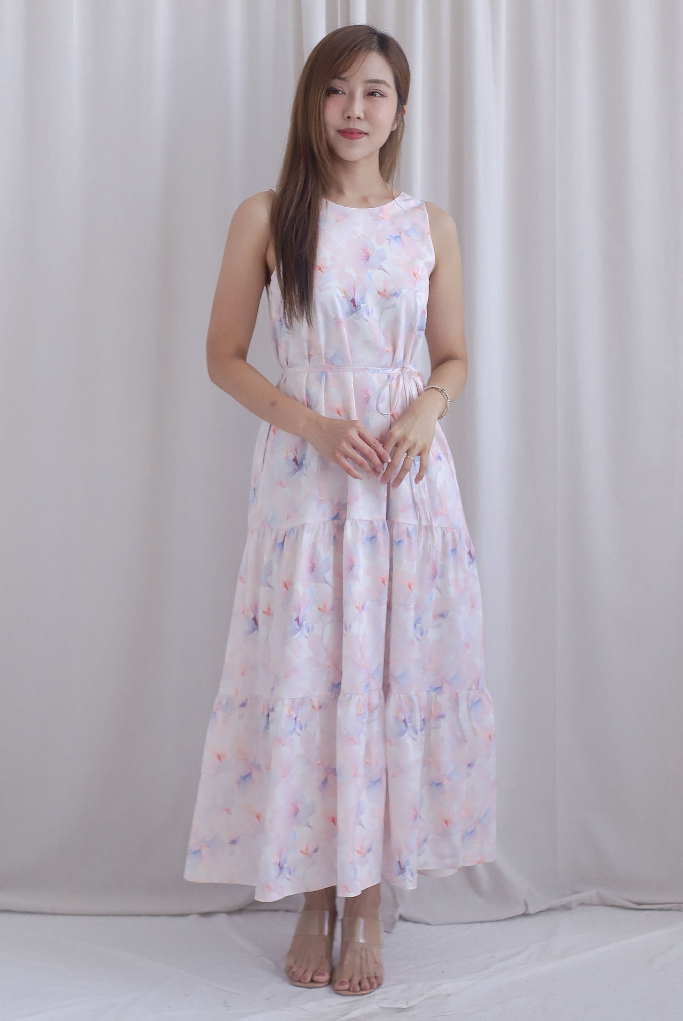 TDC Scottie Two Ways Tiered Maxi Dress In Misty Rose