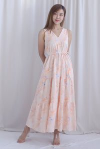 TDC Scottie Two Ways Tiered Maxi Dress In Orange Pale