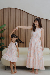 TDC Scottie Two Ways Tiered Maxi Dress In Orange Pale