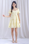 Thora Puffy Sleeve Babydoll Dress In Yellow Floral