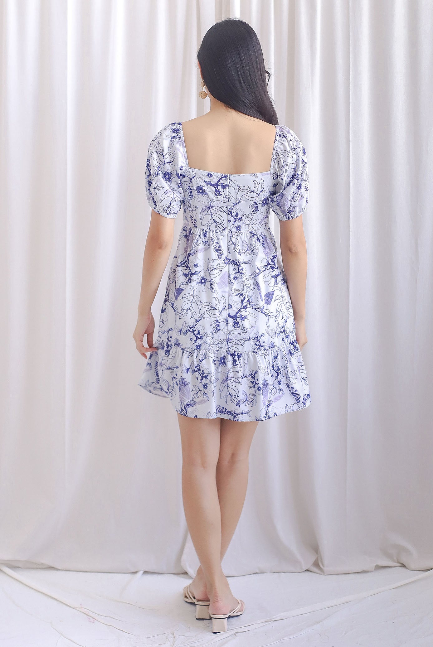 Tiffany Twist Knot Cut Out Romper Dress In Purple Floral The Design Closets Tiffany Twist Knot Cut Out Romper Dress In Purple Floral The Design Closets