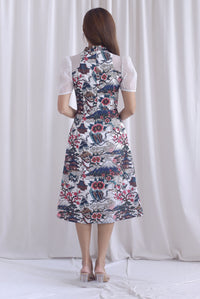 Ukiyoe Organza Sleeve A line Cheong Sam Dress In White