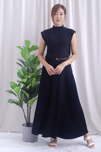 Victoria Weave Belt 3 Pcs Knit Set In Black