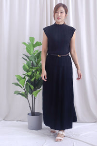 Victoria Weave Belt 3 Pcs Knit Set In Black