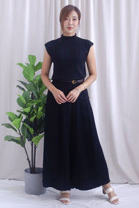 Victoria Weave Belt 3 Pcs Knit Set In Black