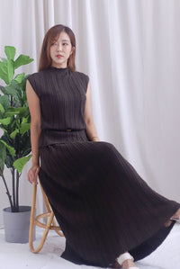 Victoria Weave Belt 3 Pcs Knit Set In Coffee