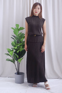 Victoria Weave Belt 3 Pcs Knit Set In Coffee