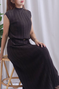 Victoria Weave Belt 3 Pcs Knit Set In Coffee