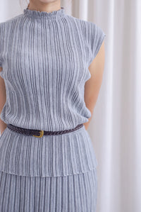 Victoria Weave Belt 3 Pcs Knit Set In Grey