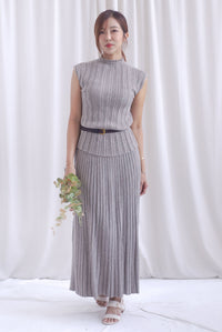 Victoria Weave Belt 3 Pcs Knit Set In Taupe