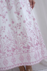 Victorian Vine Embro Square Neckline Maxi Dress In Pink