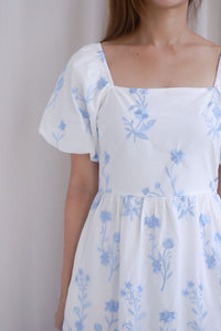 Victorian Vine Embro Square Neckline Maxi Dress In Skyblue