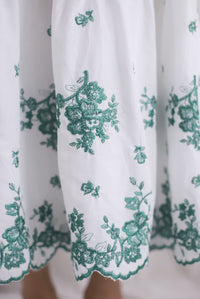 Violet Square Neck Embro Scallop Hem Maxi Dress In Green