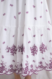 Violet Square Neck Embro Scallop Hem Maxi Dress In Mulberry