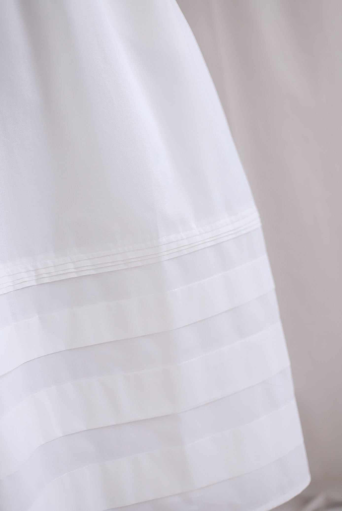 Whisper Frill Ruched Puffy Sleeve Pintuck Maxi Dress In White