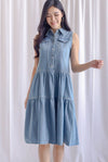 Willow Denim Tiered Dress In Light Wash