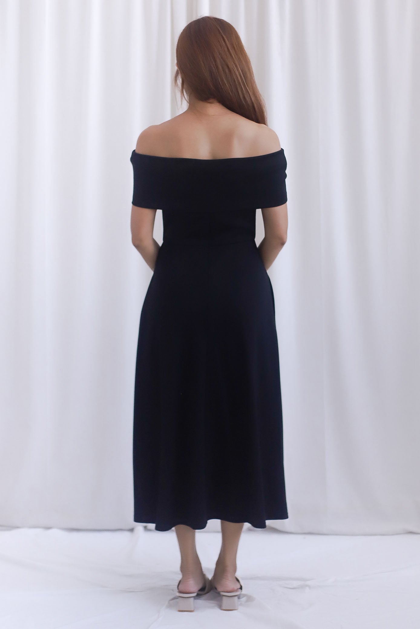 Zendaya Off Shoulder Skater Dress In Black