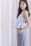 Zoey Porcelain Seam Peplum Top In Blue
