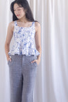 Zoey Porcelain Seam Peplum Top In Blue