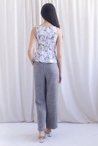 Zoey Porcelain Seam Peplum Top In Blue