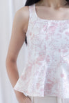 Zoey Porcelain Seam Peplum Top In Pink