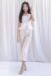 Zoey Porcelain Seam Peplum Top In Pink