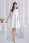 Aaleila Big Pockets Trapeze Dress In White