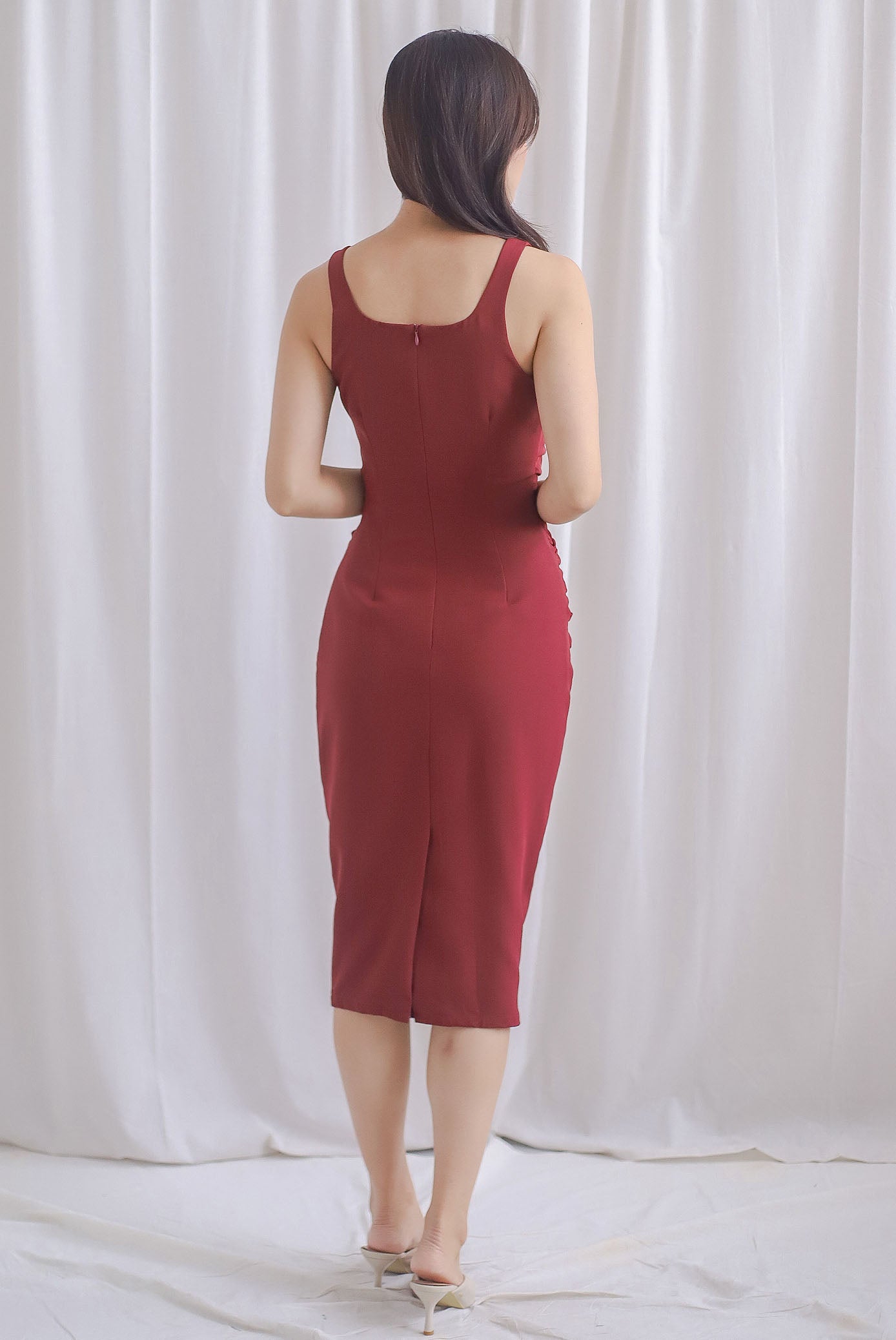 Acelynn Drape Bodycon Work Dress In Wine Red – The Design Closets Acelynn Drape Bodycon Work Dress In Wine Red – The Design Closets