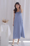 Addie Big Pockets Stitch Tent Dress In Periwinkle Blue