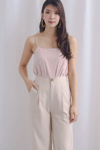 Ailee Reversible Sateen Spaghetti Top In Blush Nude/White