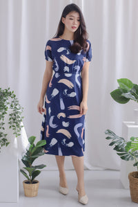 Arielle Abstract Skirt In Navy Blue