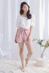 Hege Belted Denim Shorts In Pink
