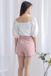 Hege Belted Denim Shorts In Pink