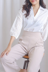 Ashley Eyelet Sleeve Shirt In White