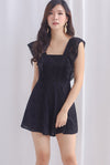 *Restocked* Aurelia Eyelet Ruffle Romper In Black