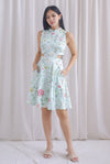 Bobbi Cut Out Waist Obi Sash Dress In Sage