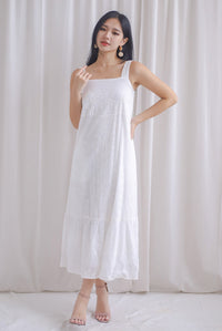 Bree Thick Strap Eyelet Maxi Dress In White