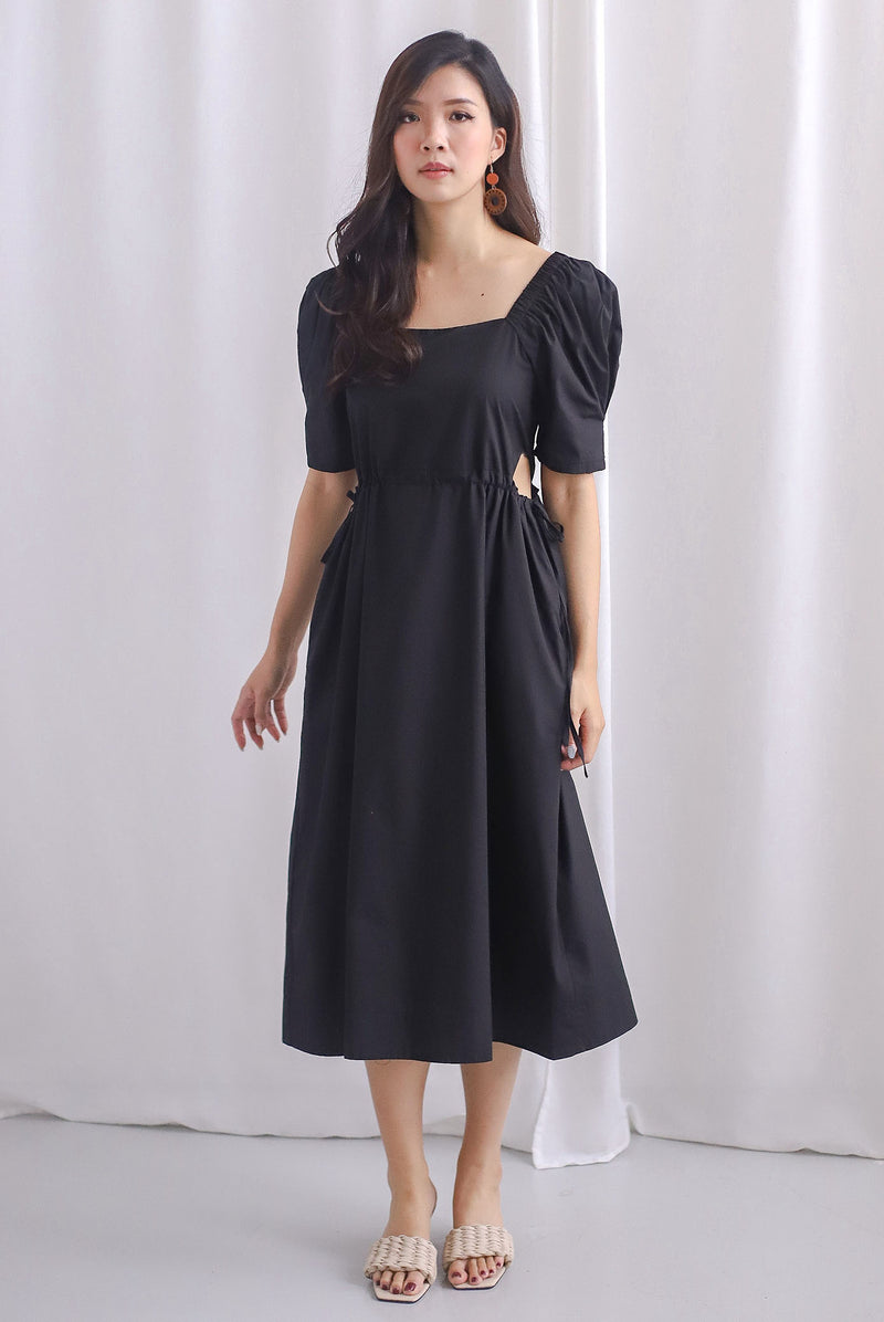 cut out drawstring dress Linka Drawstring Detail Cut-Out Dress Watercolor Print Green
