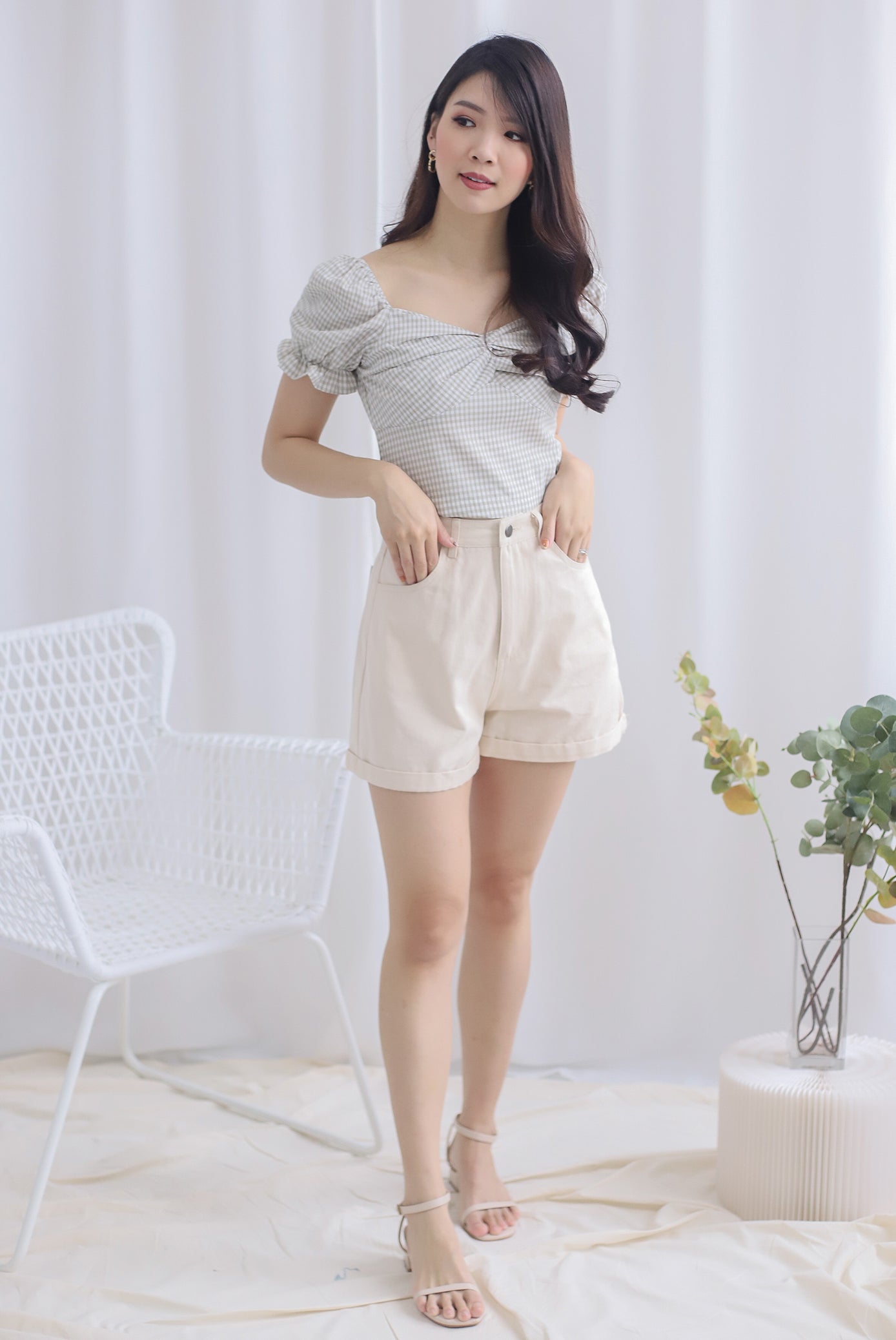 Owena Denim Shorts In Oats