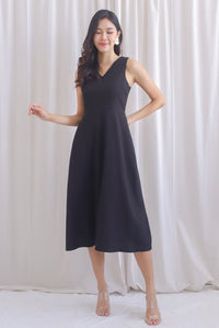 Callista Tweed Midi Flare Dress In Black
