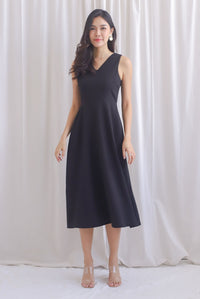 Callista Tweed Midi Flare Dress In Black