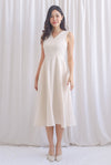 Callista Tweed Midi Flare Dress In Cream