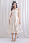 Callista Tweed Midi Flare Dress In Cream