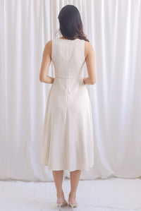 Callista Tweed Midi Flare Dress In Cream