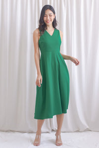 Callista Tweed Midi Flare Dress In Kelly Green