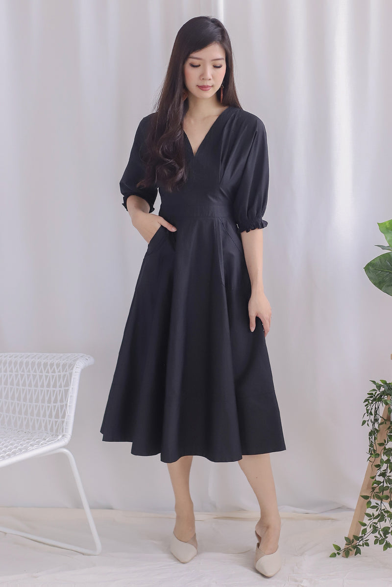 Premium* Cameron Puffy Sleeve Dress In Black – The Design Closets