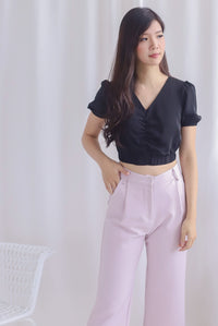 Campbell Ruched Crop Top In Black